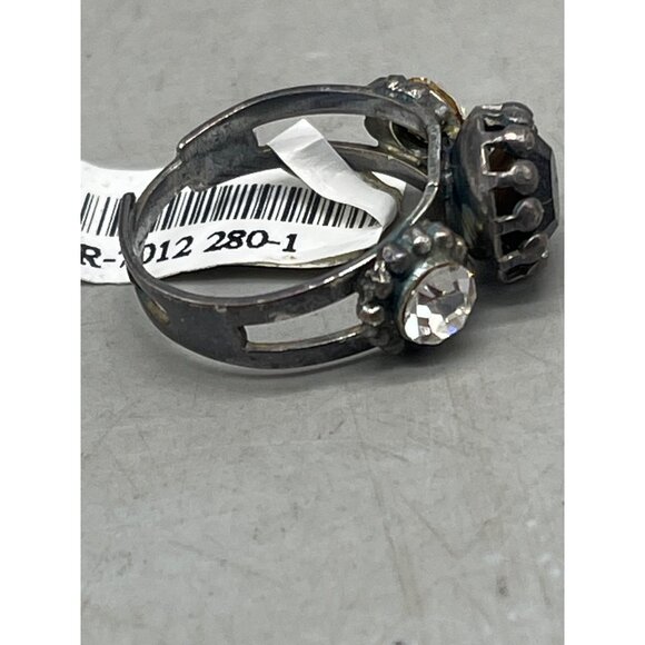 Mariana ring crystal handmade black clear one size R-7012 280/1 circle READ NEW - Picture 5 of 5